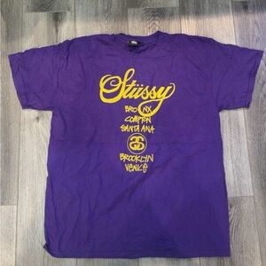 Stussy Violet Tee with Yellow Design